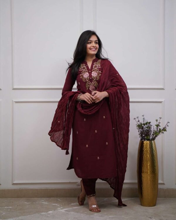 Cotton Charm ? Floral Embroidered Dress with Printex Artistry (L) - Image 6