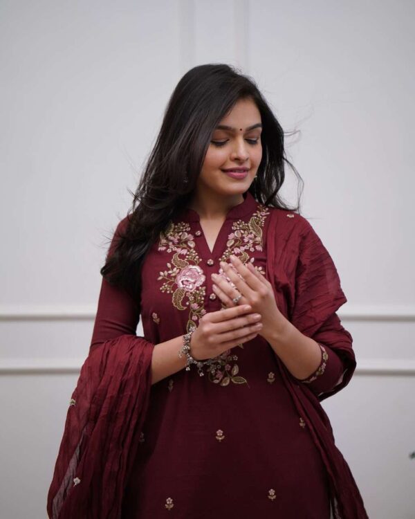 Cotton Charm ? Floral Embroidered Dress with Printex Artistry (L) - Image 2