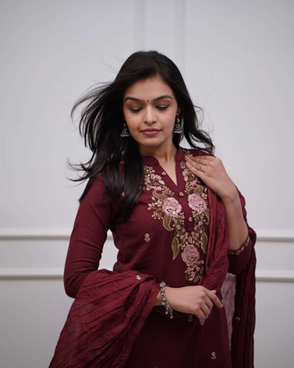 Cotton Charm ? Floral Embroidered Dress with Printex Artistry (L) - Image 4